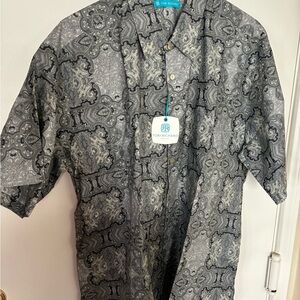 Tori Richard Black and Gray Paisley Men's Camp Shirt